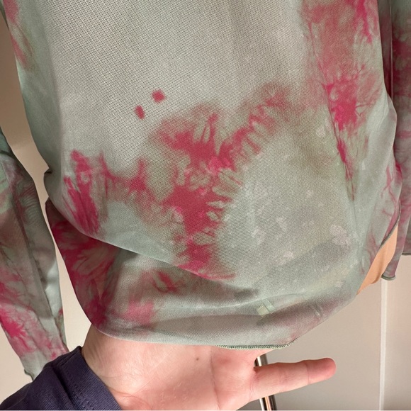NWT ZARA Green Pink Tie Dye Mesh Long Sleeve Top M - Picture 10 of 14